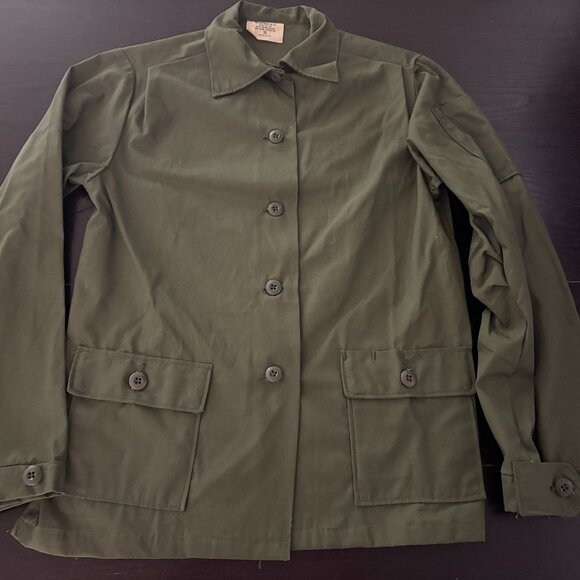 UNWORN Vintage Womens OG-107 Poplin Green US Army Utility Shirt Size 10 - Picture 1 of 5